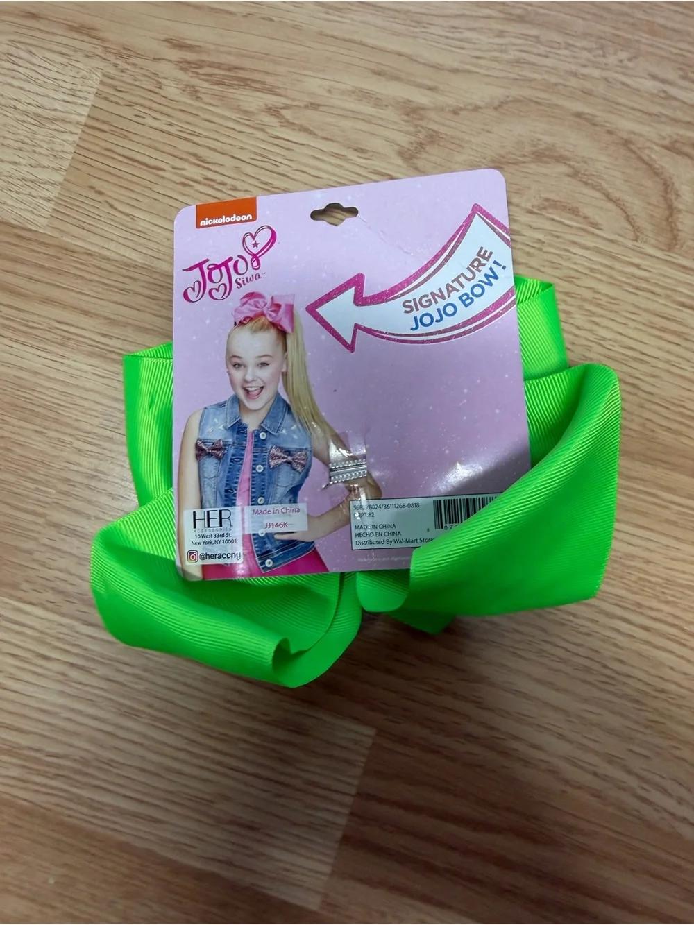 JoJo Siwa Neon Green Signature Hair Bow Grosgrain Nickelodeon NWT
